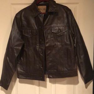 Gap Brown Leather Trucker Jacket Size S